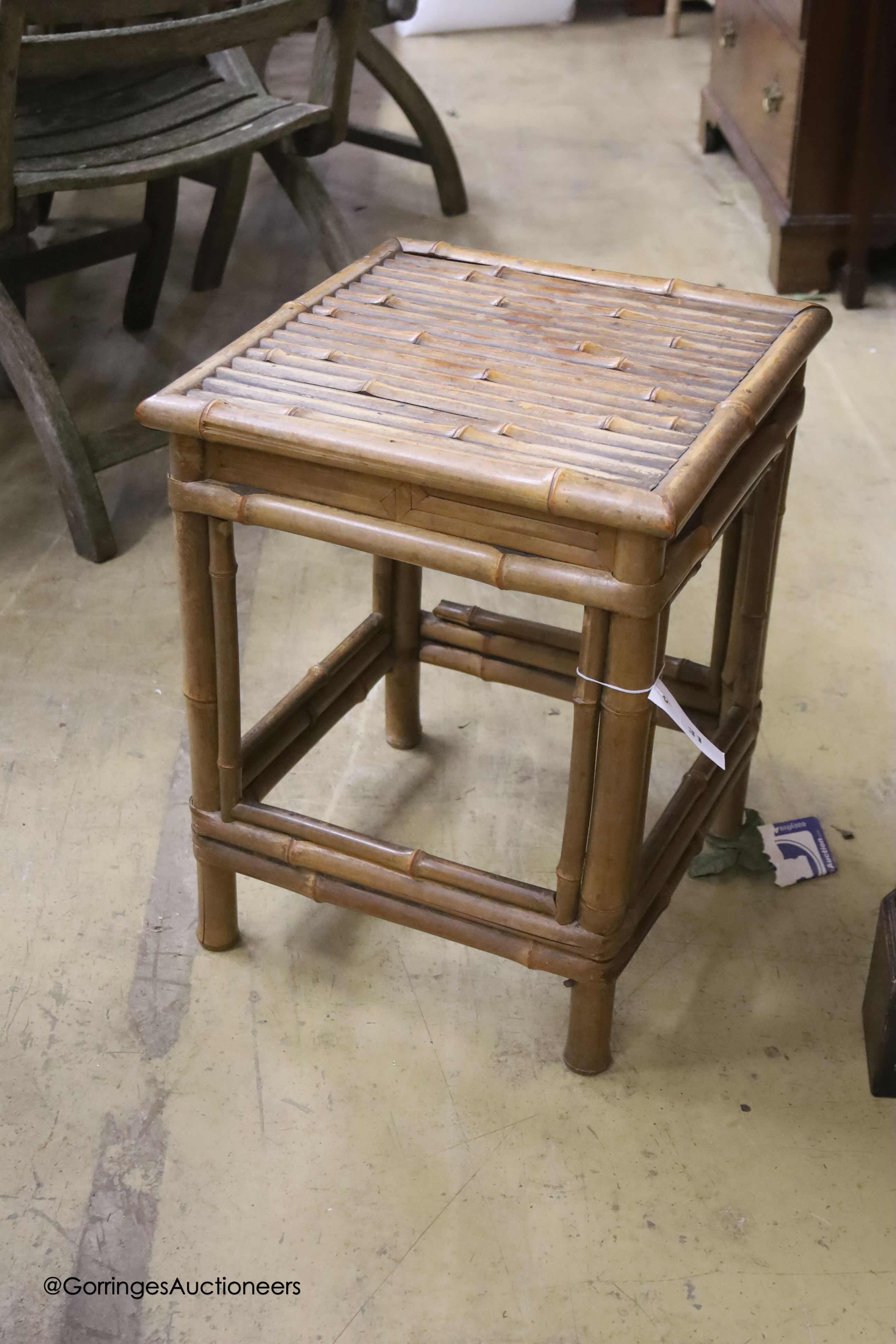 A square bamboo lamp table, width 38cm, height 50cm